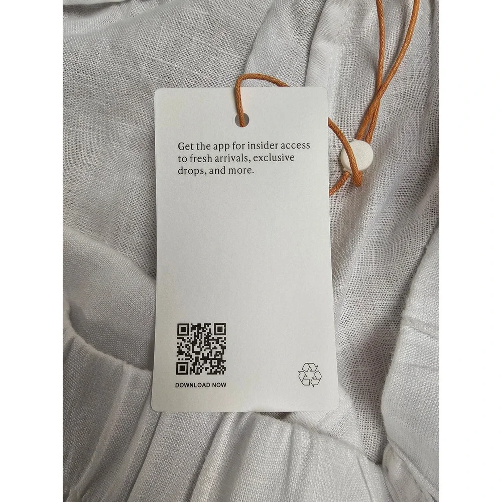 Quince 100% European Linen Pants White Wide Leg Elastic Waist Large NEW